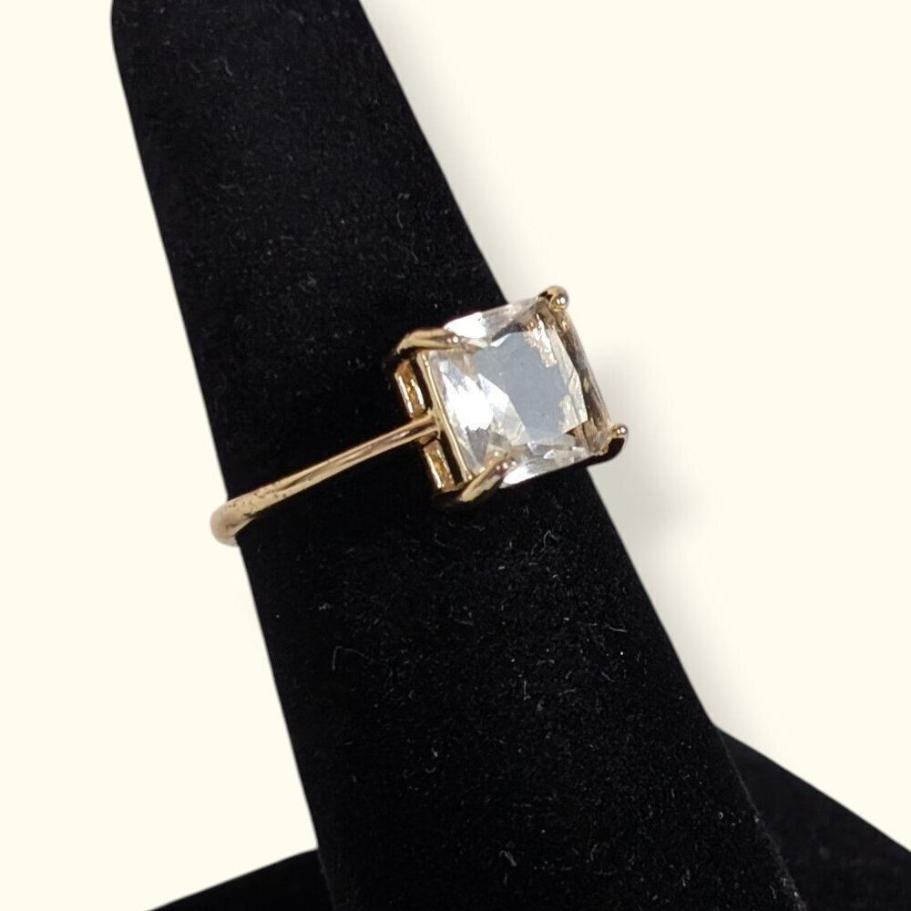 (2/$20) Square Glass Solitaire Ring